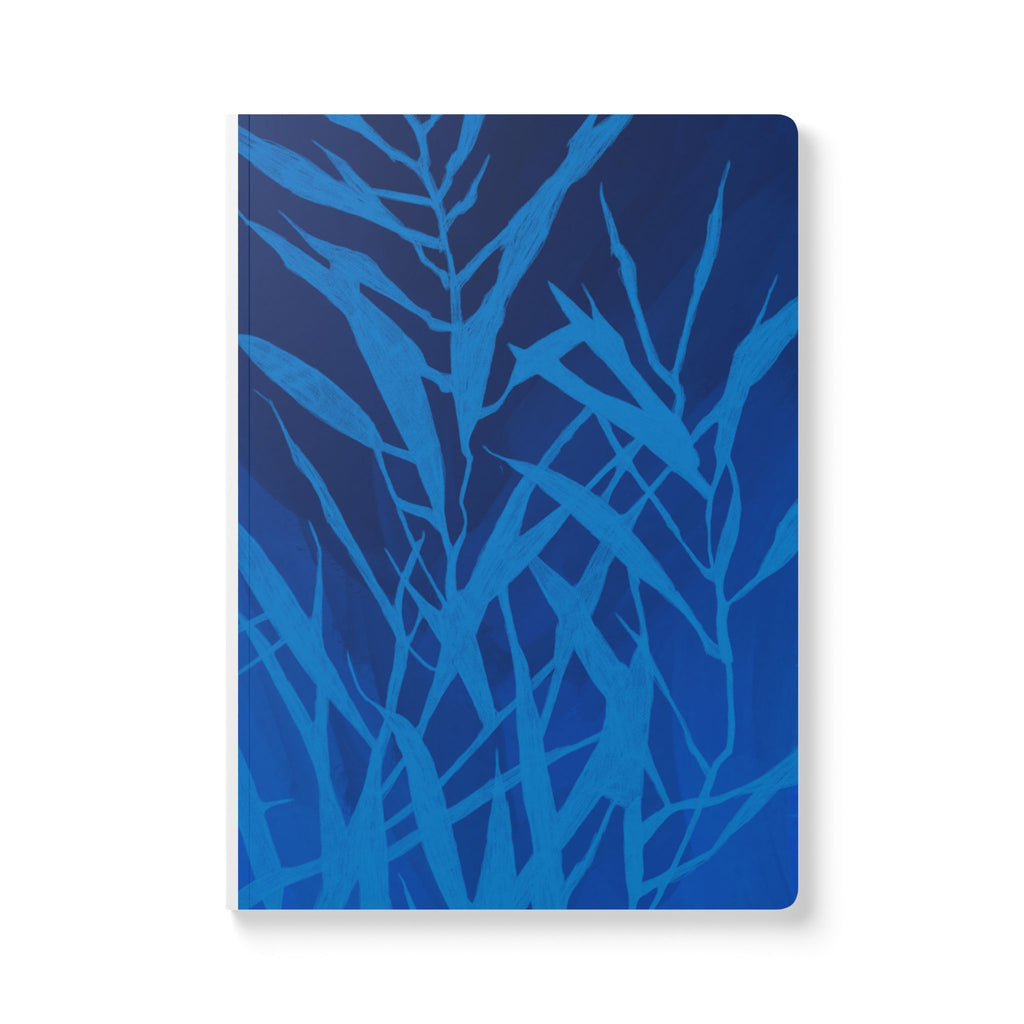 Blue Botanical Softcover Journal — Floral Pattern Notebook for Writing & Notes