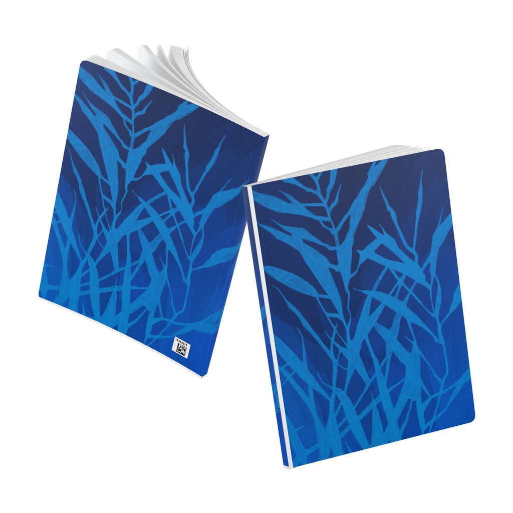 Blue Botanical Softcover Journal — Floral Pattern Notebook for Writing & Notes