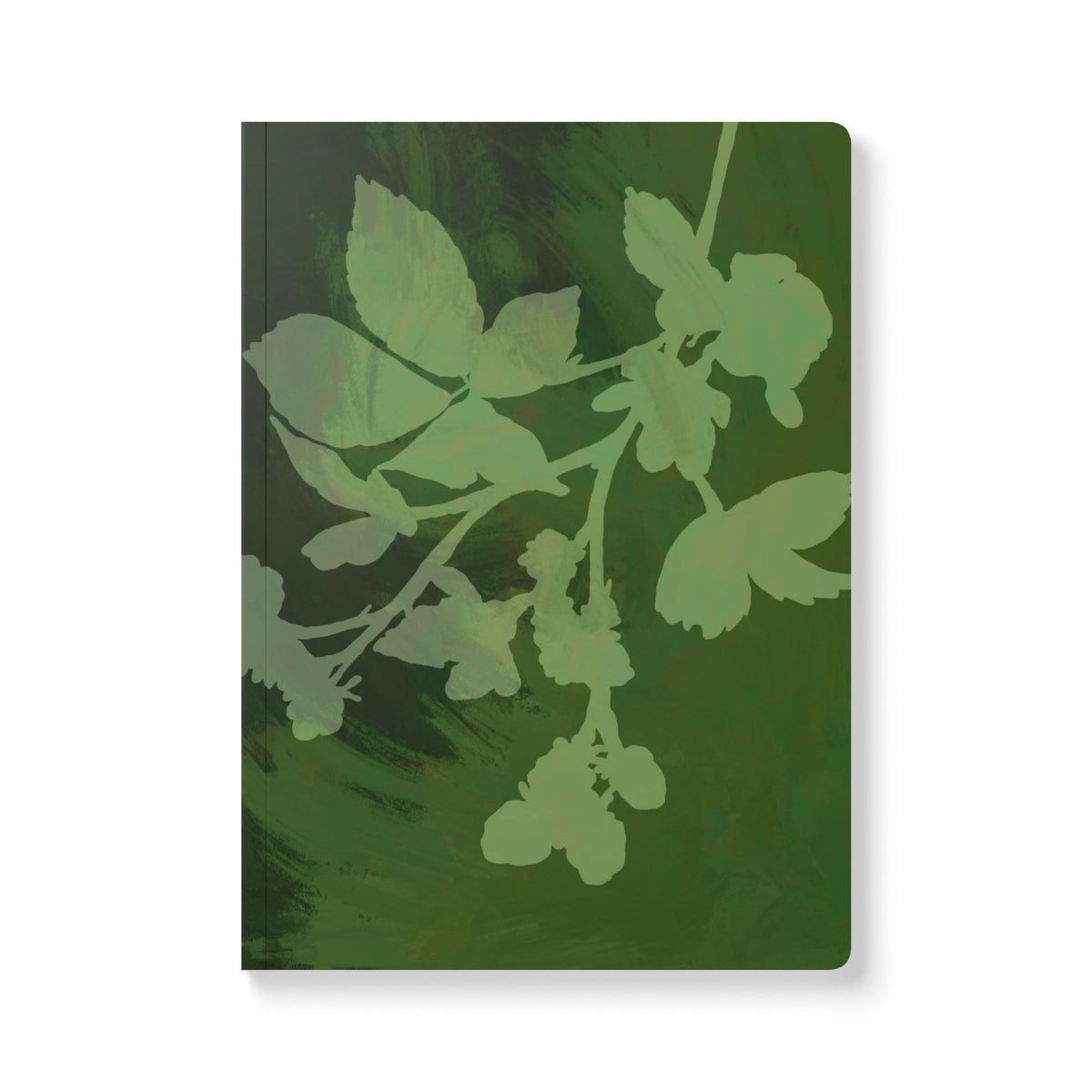Botanical Green Softcover Journal – Floral Silhouette Notebook with Printed Interior