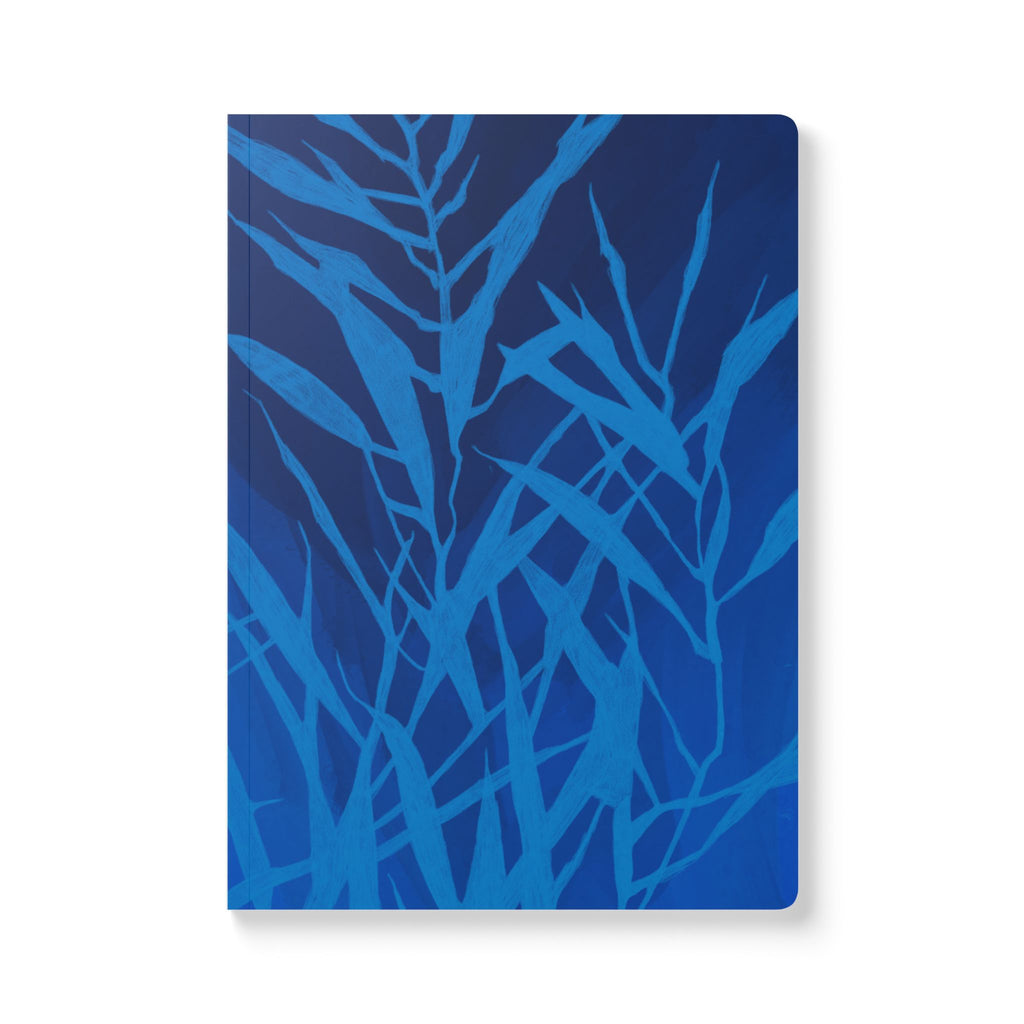 Blue Botanical Softcover Journal — Floral Pattern Notebook for Writing & Notes