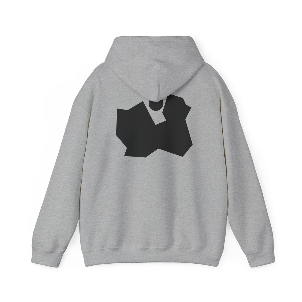 Abstract Black Geometric Backprint Hoodie