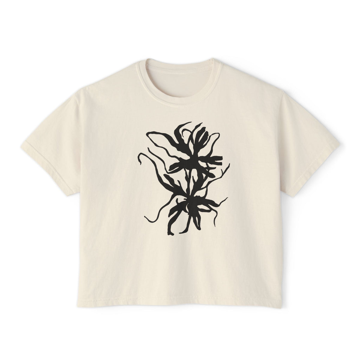 Women's Boxy Tee — Minimal Abstract Floral Graphic Shirt