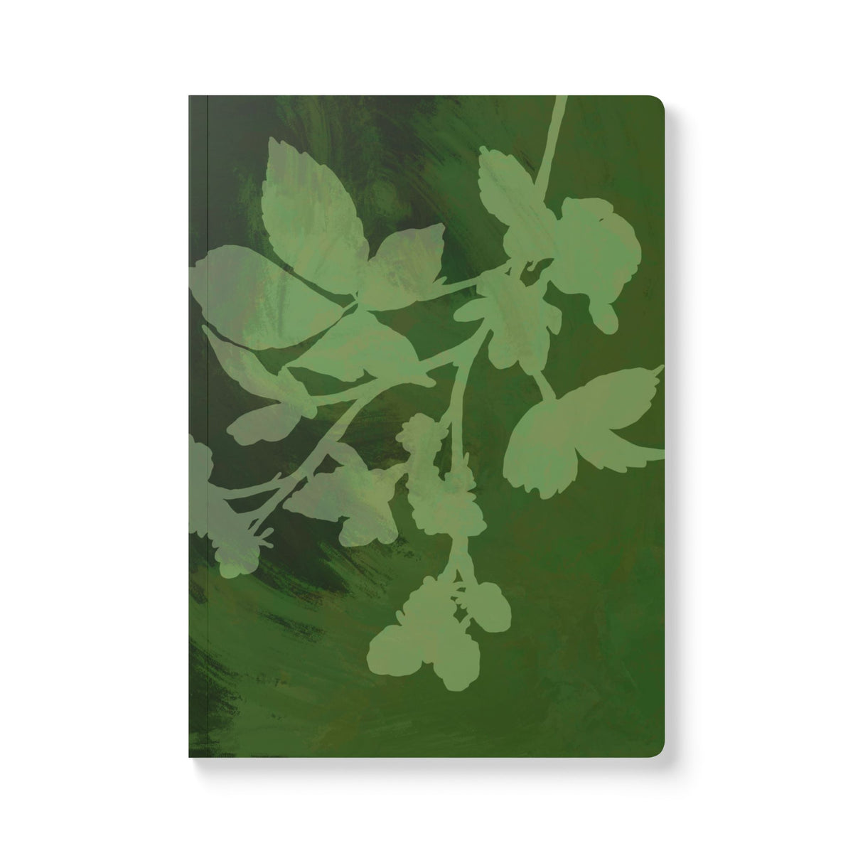 Botanical Green Softcover Journal – Floral Silhouette Notebook with Printed Interior
