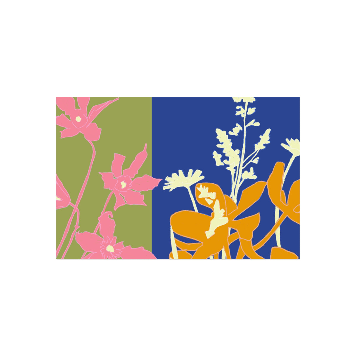 Floral Silhouette Fine Art Poster — Bold Color Block Botanical Print