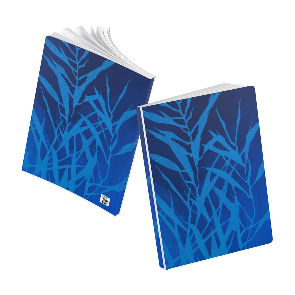 Blue Botanical Softcover Journal — Floral Pattern Notebook for Writing & Notes