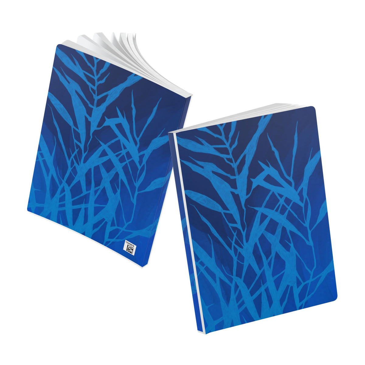 Blue Botanical Softcover Journal — Floral Pattern Notebook for Writing & Notes