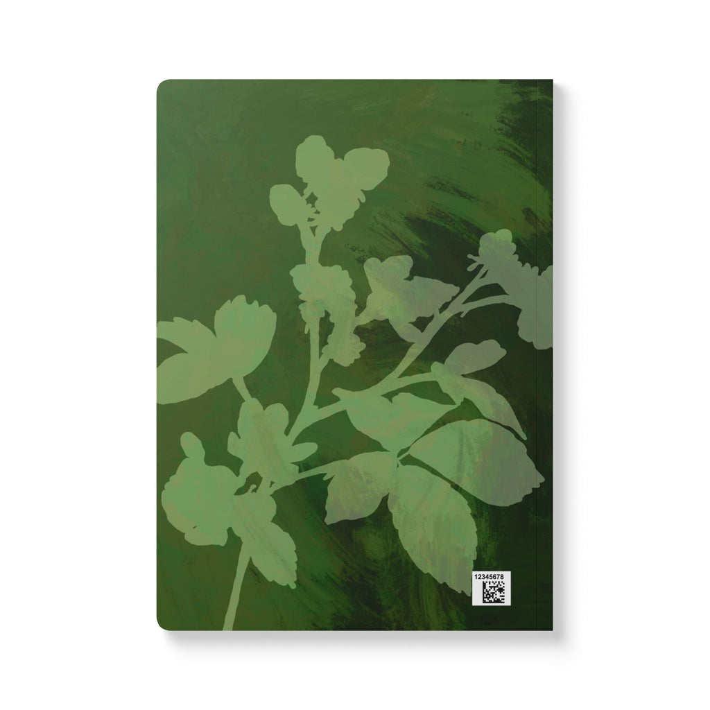 Botanical Green Softcover Journal – Floral Silhouette Notebook with Printed Interior