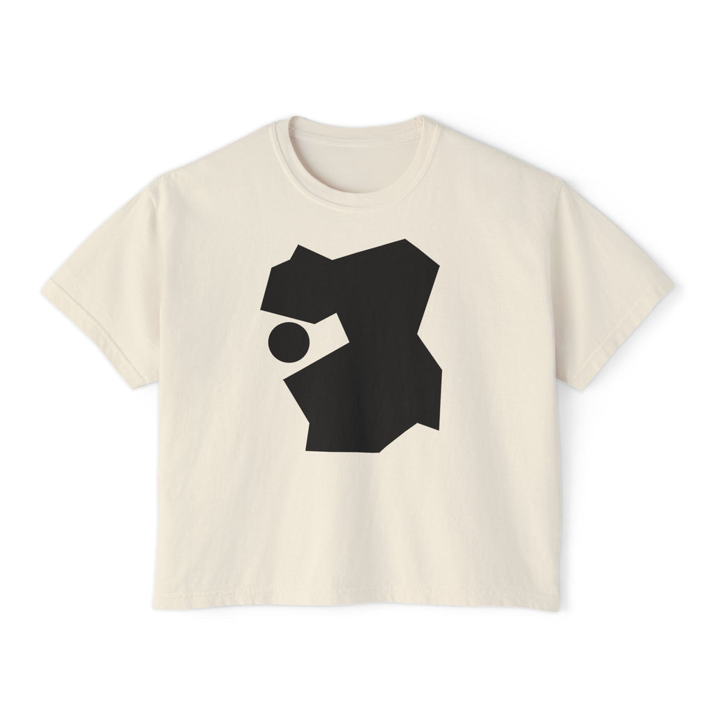 Abstract Black Shape Boxy Tee — Minimalist Women's Graphic T-Shirt
