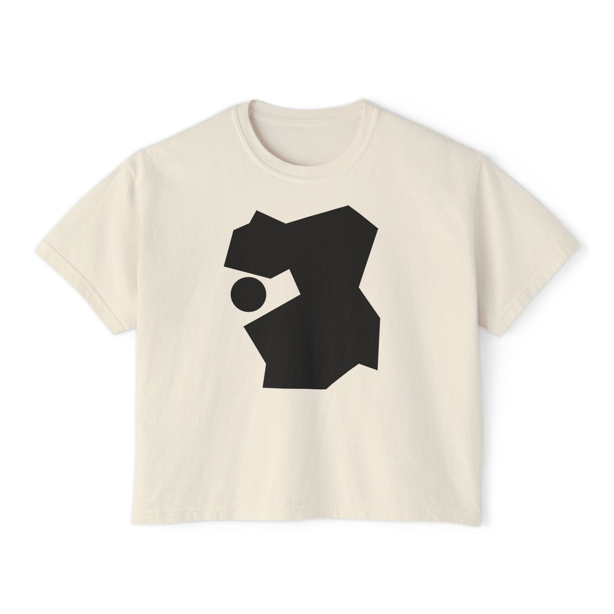 Abstract Black Shape Boxy Tee — Minimalist Women's Graphic T-Shirt