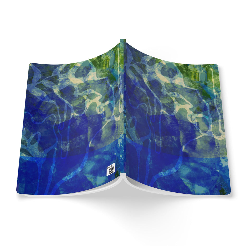 Abstract Ocean Blue Softcover Journal — Artistic Floral Pattern Notebook